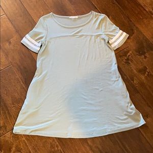 Olive Green and White T-Shirt Dress